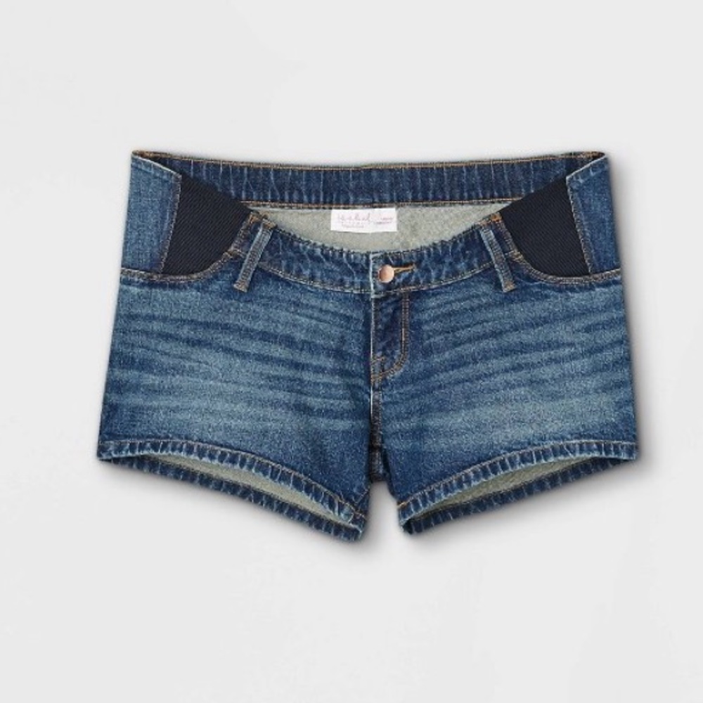 Side Panel Midi Maternity Jean Shorts Isabel Maternity by Ingrid & Isabel